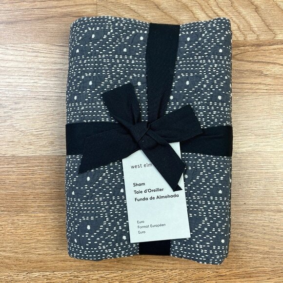West Elm Other - West Elm Reflections Matelasse Origin Euro Pillow Sham in Graphite 26" x 26" NEW